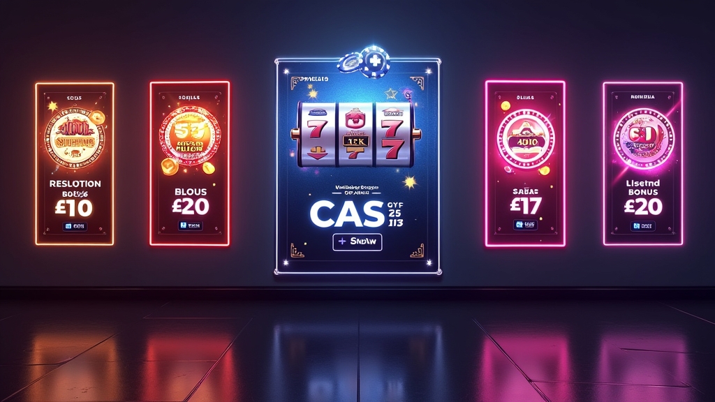 Glowing casino promotions wall with reload, cashback, and bonus offer panels